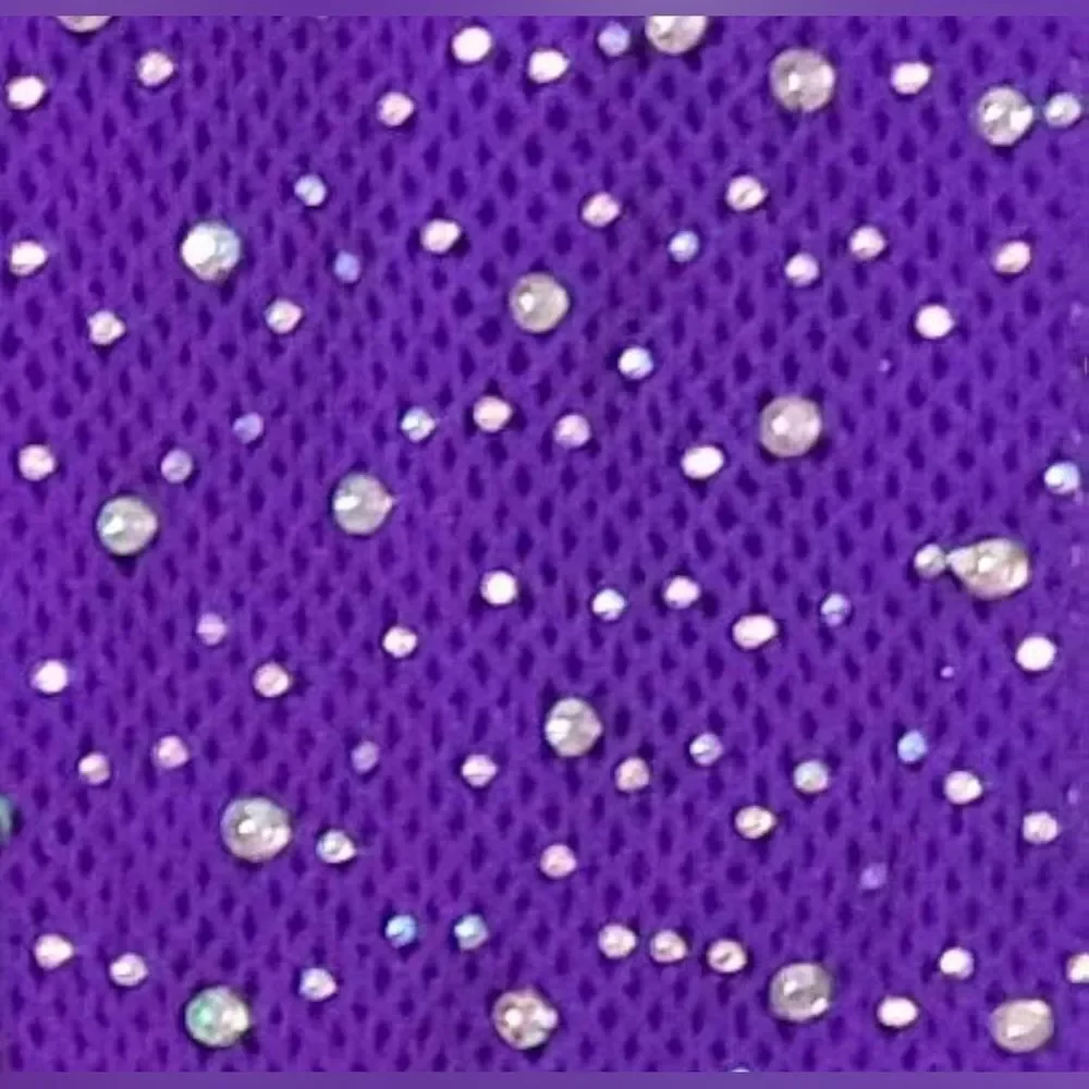 Purple rhinestones fishnet tights pantyhose stockings hosiery